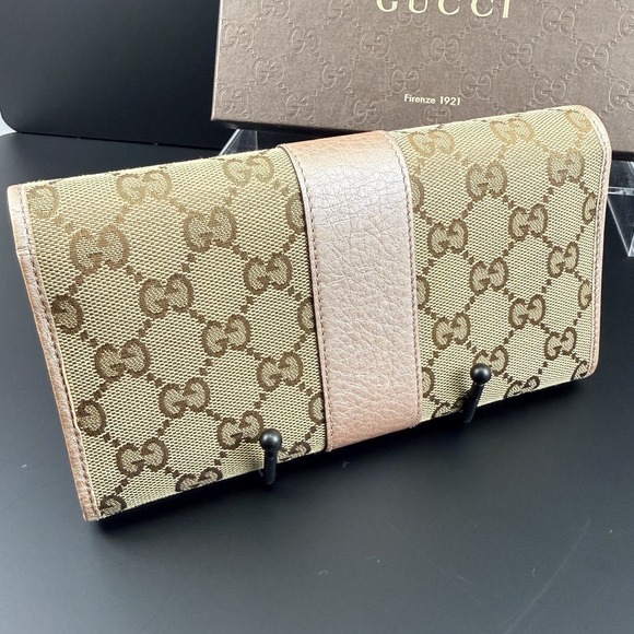 Gucci Ladies Bar Continental Wallet GG Supreme Rose Gold Leather WOC Chain Box - Picture 6 of 16